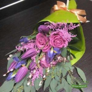 Букет цветов Изысканный Стиль из роз,тюльпанов и ирисов - букет цветов для мужчины