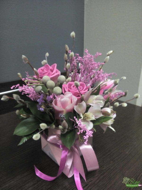 Цветочная композиция Розовый Рай от цветочной мастерской Elen,порадует любого получателя даже в будничный день.